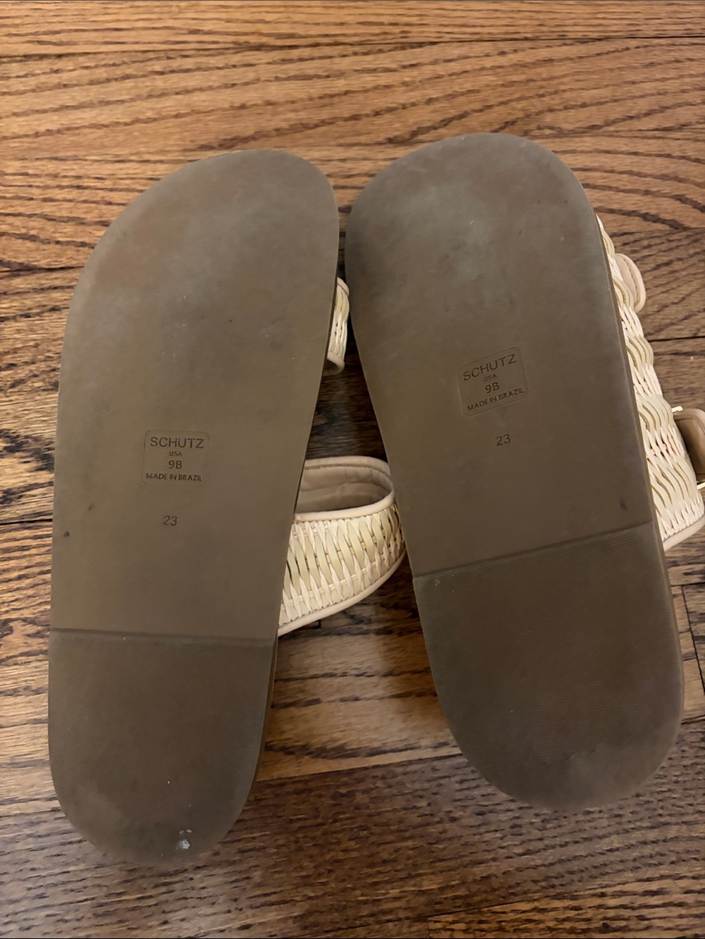 SCHUTZ Cream Woven Double-Buckle Slide Sandals - Picture 3 of 4